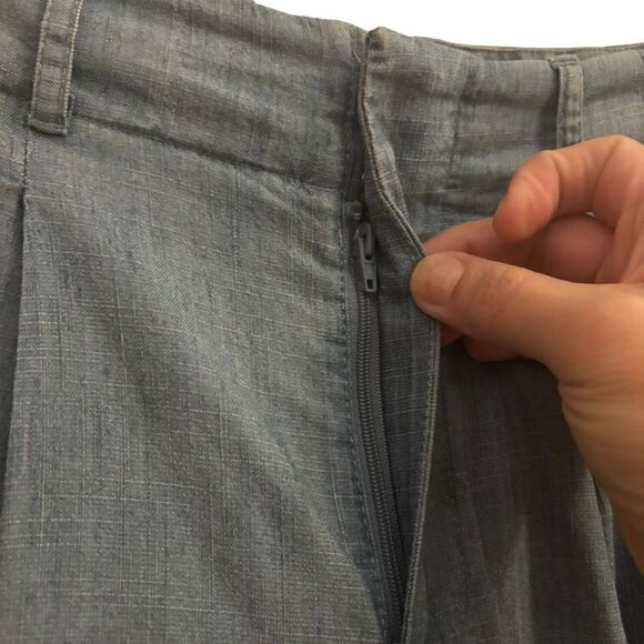 Alice + Olivia Women’s Chambray Pompey Gaucho Linen Blend Relax Loose Long Pants - Picture 3 of 8